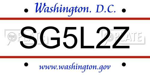 SG5L2Z District Of Columbia License Plate