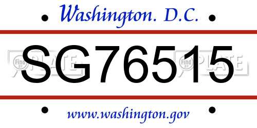 SG76515 District Of Columbia License Plate