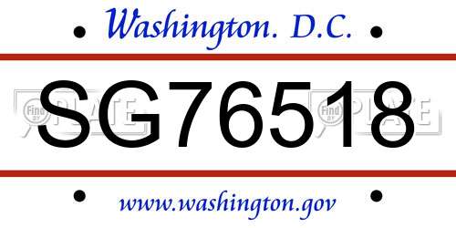 SG76518 District Of Columbia License Plate