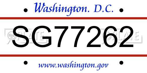 SG77262 District Of Columbia License Plate