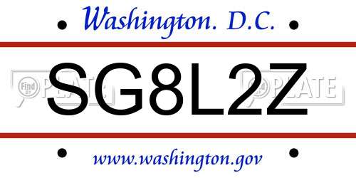 SG8L2Z District Of Columbia License Plate