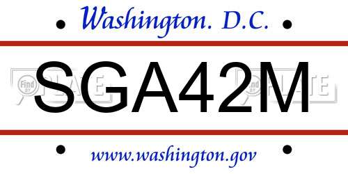 SGA42M District Of Columbia License Plate