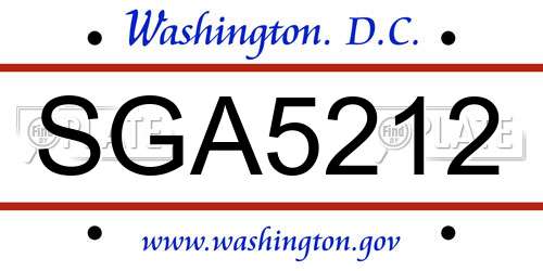 SGA5212 District Of Columbia License Plate