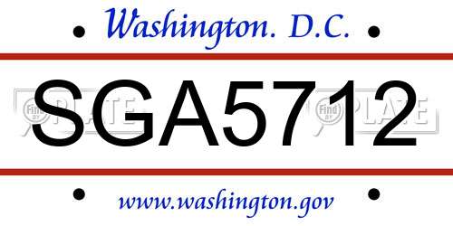 SGA5712 District Of Columbia License Plate