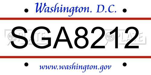 SGA8212 District Of Columbia License Plate