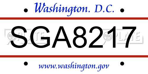 SGA8217 District Of Columbia License Plate