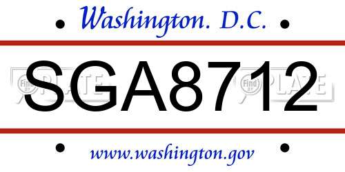 SGA8712 District Of Columbia License Plate