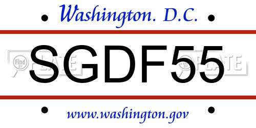 SGDF55 District Of Columbia License Plate