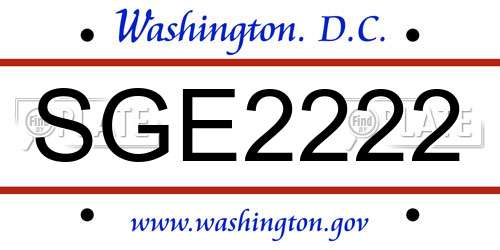 SGE2222 District Of Columbia License Plate