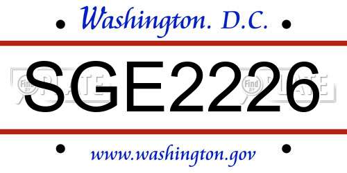 SGE2226 District Of Columbia License Plate