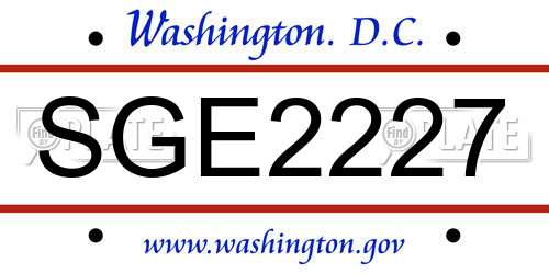 SGE2227 District Of Columbia License Plate
