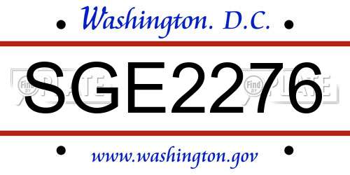 SGE2276 District Of Columbia License Plate