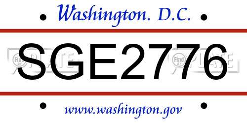 SGE2776 District Of Columbia License Plate