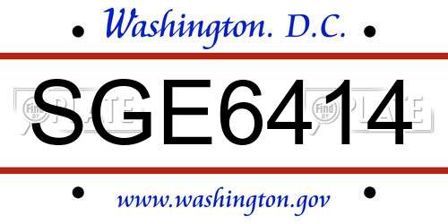 SGE6414 District Of Columbia License Plate