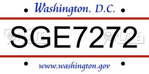SGE7272 District Of Columbia License Plate