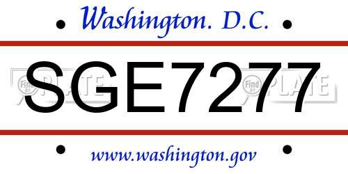 SGE7277 District Of Columbia License Plate