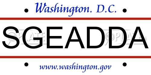 SGEADDA District Of Columbia License Plate