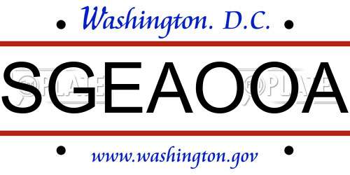 SGEAOOA District Of Columbia License Plate