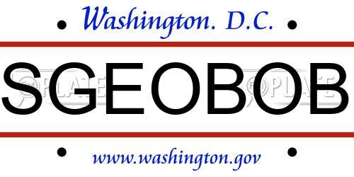 SGEOBOB District Of Columbia License Plate