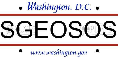 SGEOSOS District Of Columbia License Plate