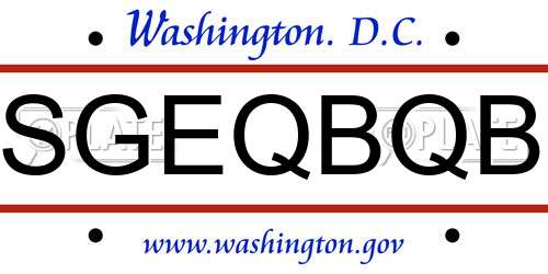 SGEQBQB District Of Columbia License Plate