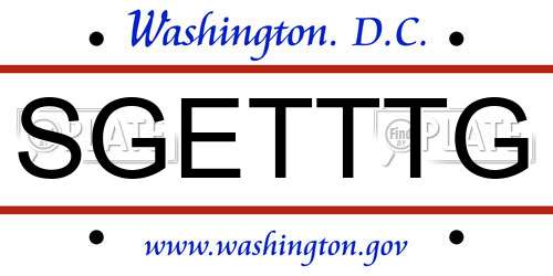 SGETTTG District Of Columbia License Plate