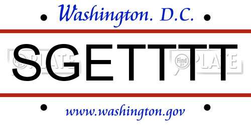 SGETTTT District Of Columbia License Plate