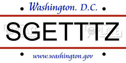 SGETTTZ District Of Columbia License Plate