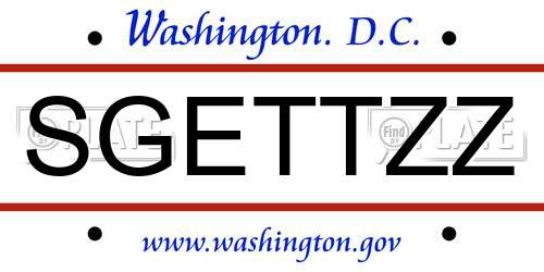 SGETTZZ District Of Columbia License Plate