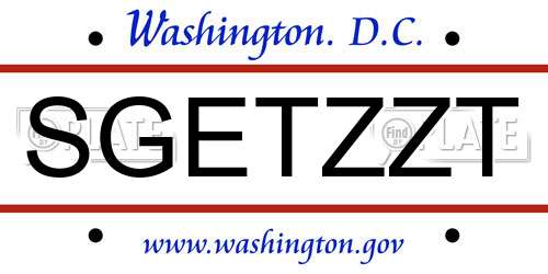 SGETZZT District Of Columbia License Plate
