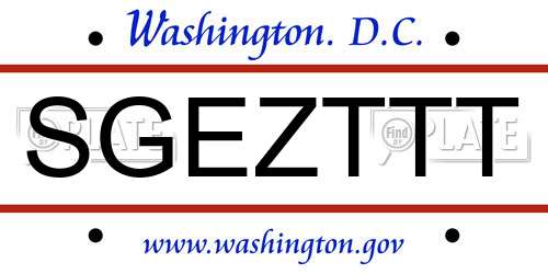 SGEZTTT District Of Columbia License Plate