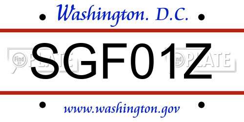 SGF01Z District Of Columbia License Plate