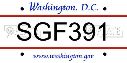 SGF391 District Of Columbia License Plate