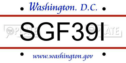 SGF39I District Of Columbia License Plate