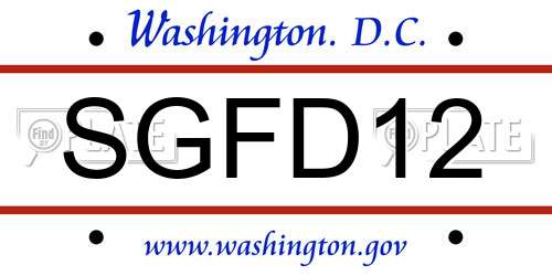 SGFD12 District Of Columbia License Plate