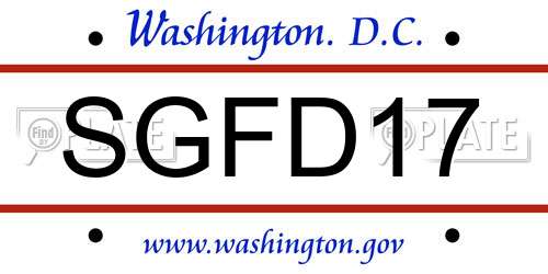 SGFD17 District Of Columbia License Plate