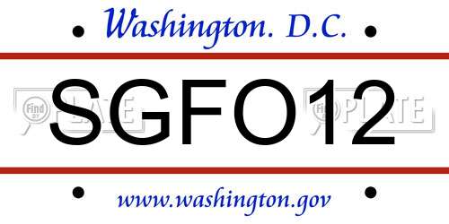 SGFO12 District Of Columbia License Plate