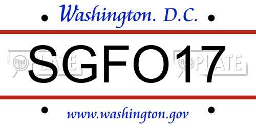 SGFO17 District Of Columbia License Plate