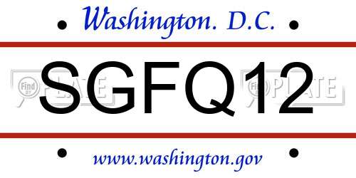 SGFQ12 District Of Columbia License Plate