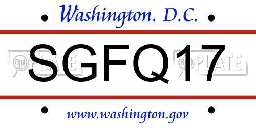 SGFQ17 District Of Columbia License Plate