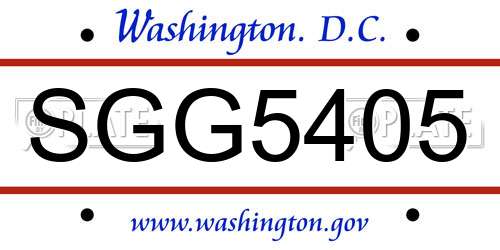 SGG5405 District Of Columbia License Plate