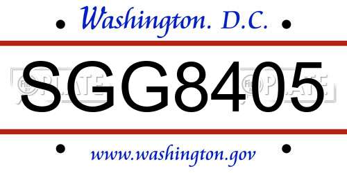 SGG8405 District Of Columbia License Plate