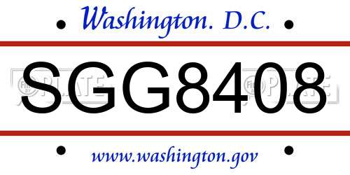 SGG8408 District Of Columbia License Plate