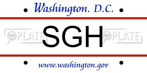 SGH District Of Columbia License Plate