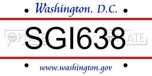 SGI638 District Of Columbia License Plate