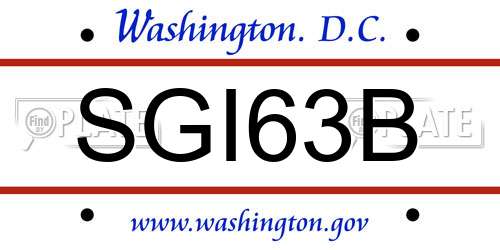 SGI63B District Of Columbia License Plate