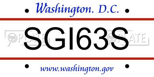 SGI63S District Of Columbia License Plate