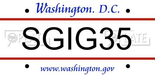 SGIG35 District Of Columbia License Plate