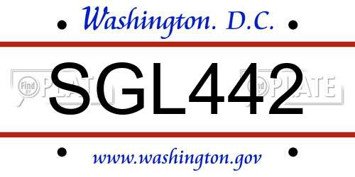 SGL442 District Of Columbia License Plate