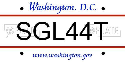 SGL44T District Of Columbia License Plate